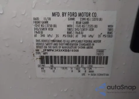 2019 Ford Edge Titanium из США, поврежденный, VIN 2FMPK3K9XKBB19368